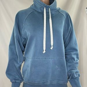 FP Movement by Free People Blue Funnel Neck Pullover Hoodie